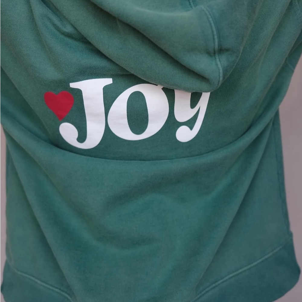 Marea by Liz Joy Vintage Fleece Hoodie - green “joy” XS
